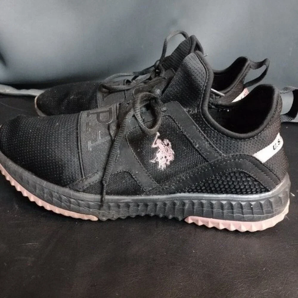 US Polo ASSN Black + Pink Sneakers / Tennis Shoes - Size 8.5